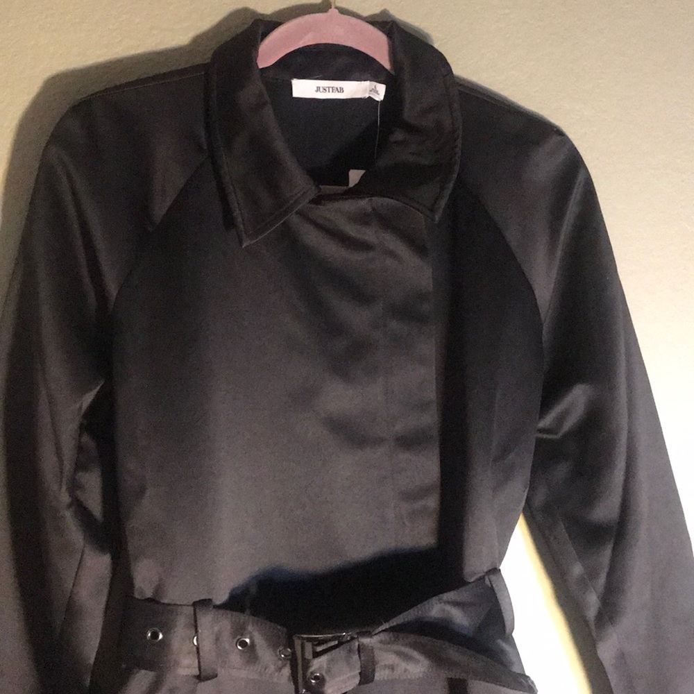 Just fab black trenchcoat with belt